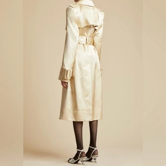 KHAITE Jaden Satin Trench Coat Size 6 NWT - Picture 3 of 11